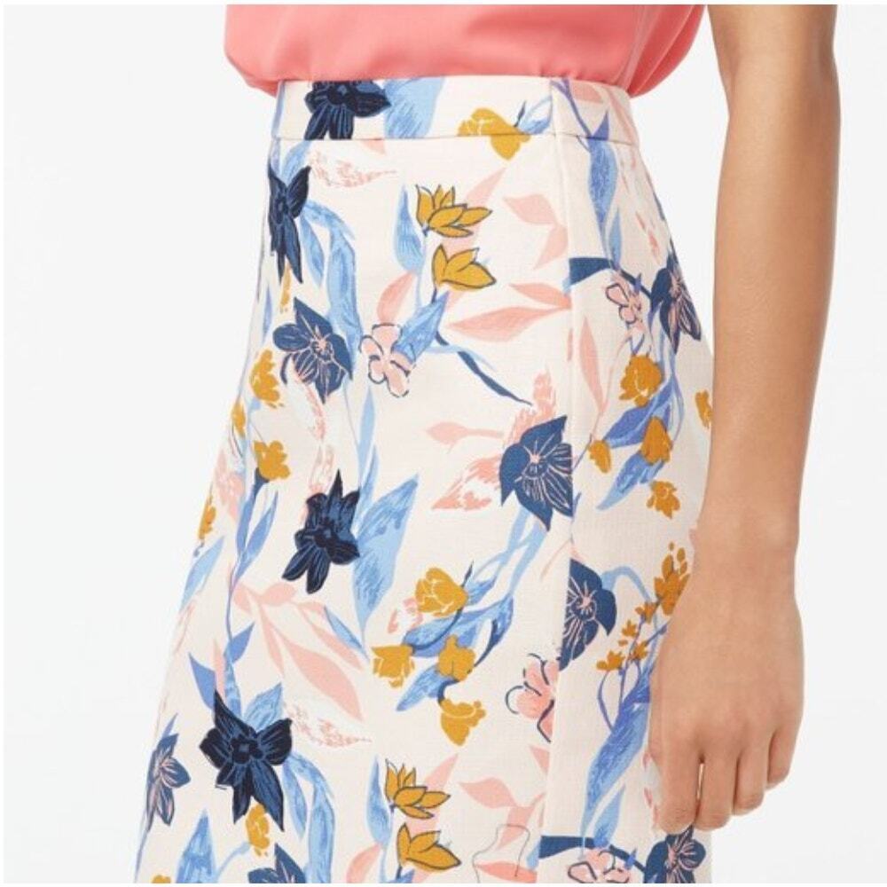 J. Crew Floral Printed Floral Basketweave Pencil Skirt Womens Size 4 Career